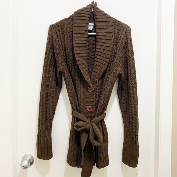 Nevada Shawl Collar Cardigan Sweater Brown S 6-8 - Picture 2 of 11